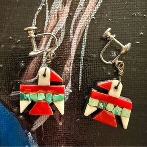 VTG Rare c. 1930's Santo Domingo Pueblo Depression Era Thunderbird
Earrings